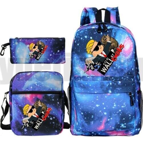 Sac A Dos Galaxy Mochila Gamestop Backpack Men 3 PCS/set Zipper Bag Pack WallStreetBets Plecak Pencil Bag Shoulder Bookbag