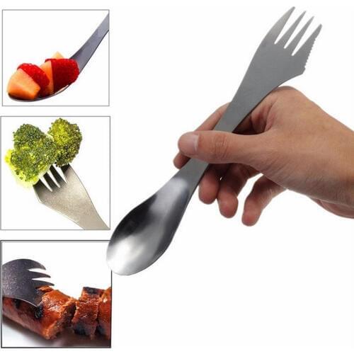 Cutlery tableware multi tool backpack camp utensil flatware Picnic stainless steel Portable long cookware Spork fork spoon