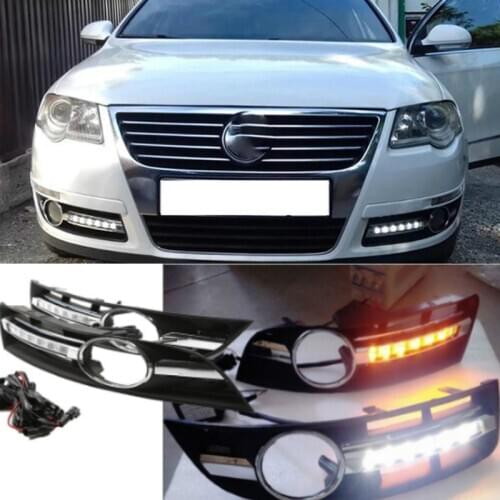 Super bright Waterproof car light DRL LED Daytime Running Lights with fog lamp hole For VWVolkswagen Passat B6 2006-2011