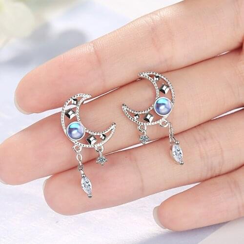 Todorova Simple Crystal Zircon Moon Tassel Earrings for Women Jewelry Gift Pendientes Brincos oorbellen