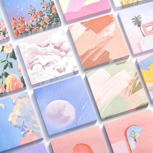 Yisuremia 80 Sheets Painting Memo Pads Sticky Note Paper Post it Notepad Daily Planner Paperlaria Journal Decoration Stationery