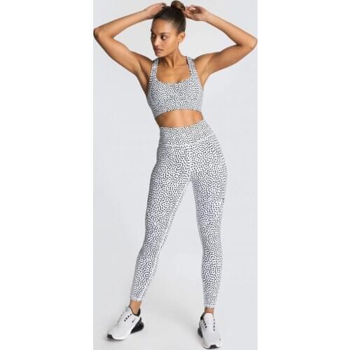 Women Leopard Printing Yoga Set Gym Shockproof Sports Bras Sport Leggings Running Work Out Gym Training Suit