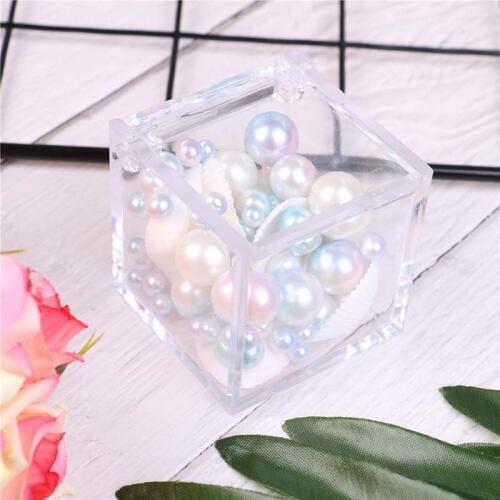 1pc Clear Transparent Can Open Favor Boxes Baby Shower favor souvenirs Square Wedding Candy Box