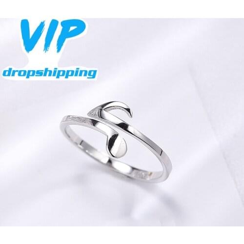 2021 New Brand SIMPLE Original 100% 925 Sterling Silver Musical Note Open Rings For Women Creative Design Lady Fashion Jewelry