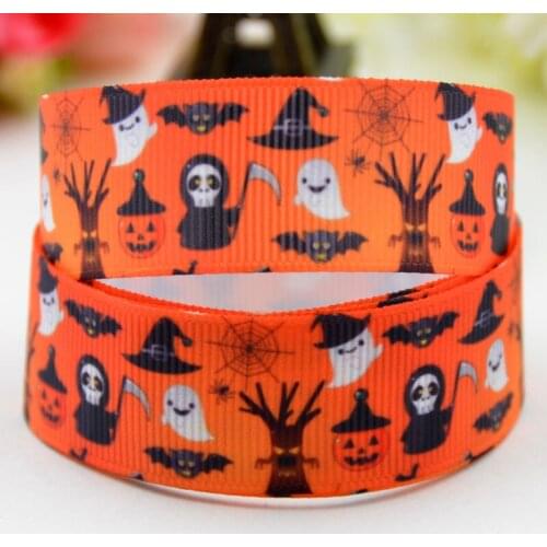 22mm 25mm 38mm 75mm Halloween Candy Cartoon Character printed Grosgrain Ribbon party decoration X-01620 10 Yards
