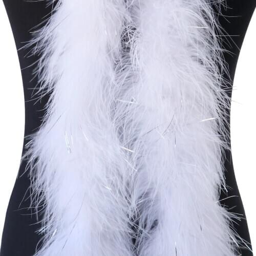 30g Fluffy Turkey Marabou Feather Boa silver wire Soft Turkey Trim Shawl Wedding Costume Decoration Scarf white feathers