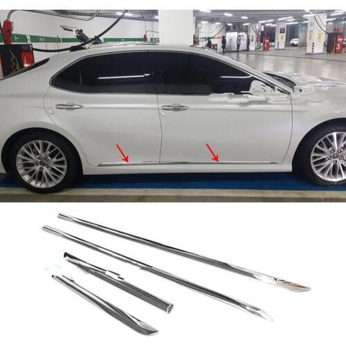 4pcs Chrome ABS Car Body Side Door Molding line Cover Trim Garnish fit Toyota Camry 2018