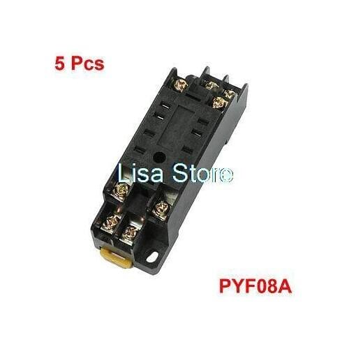 5pcs PYF08A 8P 8 Blade 3mm DIN Rail Power Relay Socket Base Holder for HH52P