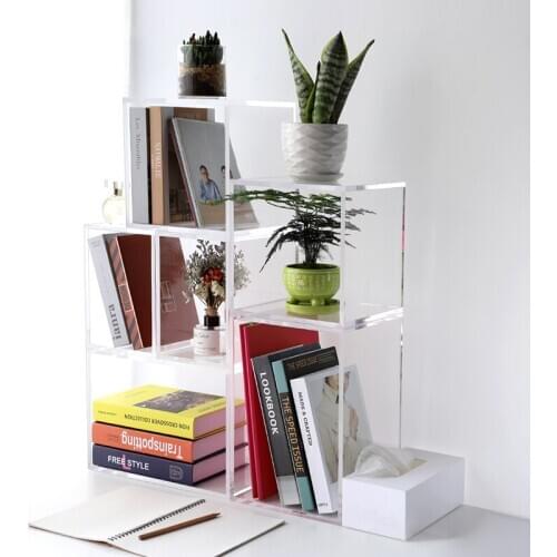 A5 Acrylic clear combined bookshelf stable box container for book potting