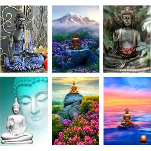 5D DIY Diamond Painting Mosaic Diamond Embroidery Full Drill Home Decor Cross Stitch Kits Flowers In The Buddha