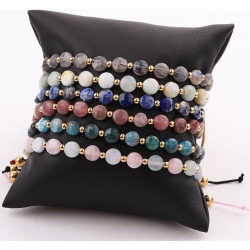 New Design High Quality Natural Stone Faceted Gemstone Beads Adjustable Bracelet Female
