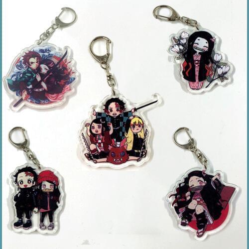 Demon Slayer Kimetsu no Yaiba Anime Key Chain Charm Acrylic KeyChain Keyring Pendant Gift For Fans Wholesale 2020