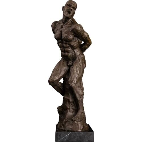 Shouting Nude Man Bronze Statue Abstract Naked Sculpture Male Art Gallery Studio Decoration