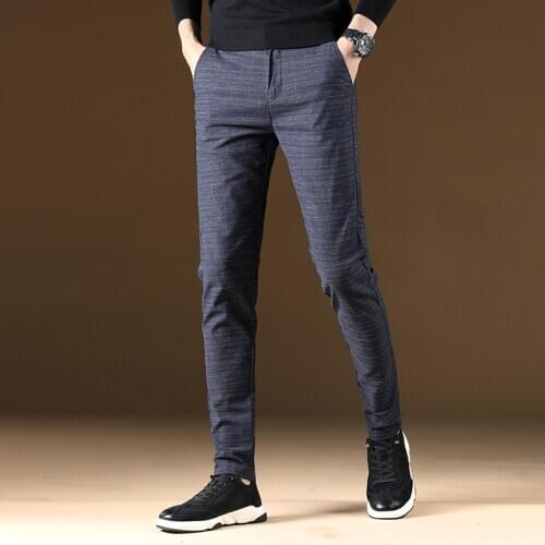 New Fashion Brand High Quality Mens Spring And Summer Casual Pants Men Striped Micro Elastic Straight Trousers men