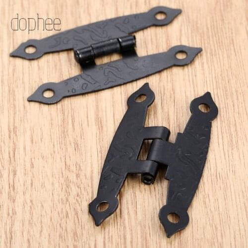 Dophee Cabinet Door Luggage Hinge 4 Holes Decor Furniture Decoration Antique Vintage Old H Hinges Bronze Tone With Screw