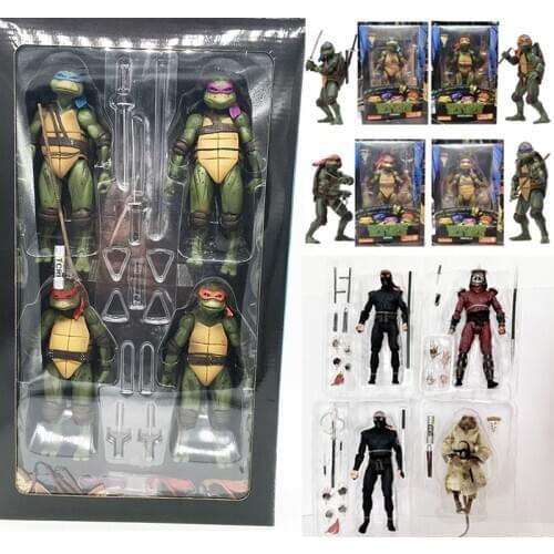 Lot (4 pieces）Raphael Leonardo Michelangelo Donatello NECA Turtle Classic Movie 1990s Film Action Figure Shredder Krang