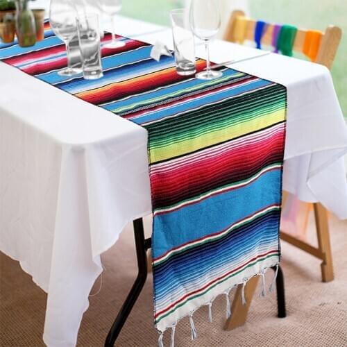 Fowecelt 2021 Mexican Party Table Runner Cotton Wedding Decoration Table Runner Modern Luxury Placemat for Dining Table Decor