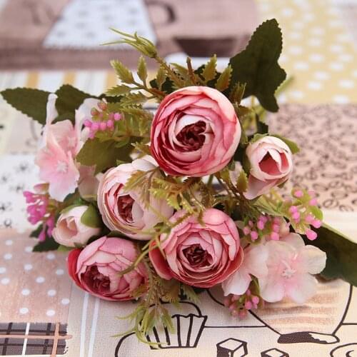1 Bouquet 4 Heads 2 Buds Artificial Peony Silk Flower Artificial Flowers Vivid Peony Fake Leaf Wedding Home Party Decoration