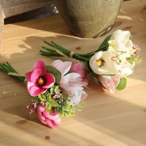 2 Colors Silk magnolia flower Artificial Flowers Wedding Decoration Bridal Bouquet Home Decor Fake Flower