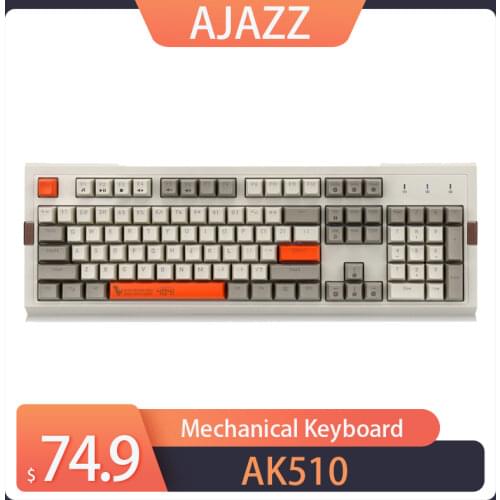 Ajazz AK510 104 Keys Mechanical Keyboard Retro Gaming Keyboard RGB Backlight Wired Keyboard Two-color PBT Ball Key Cap Ergonomic