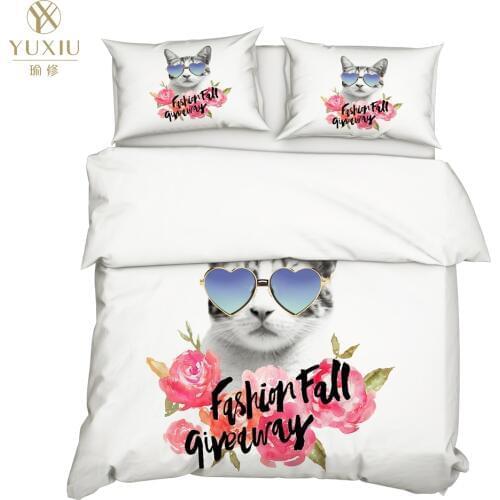 YuXiu 3D Bedding Set Animal Cats Stars blue Duvet Covers 3Pcs Sets Bed Linen Quilt Cover King Queen Full Twin Double Size
