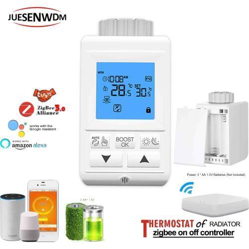 M30*1.5 programme zigbee NC NO controller radiator thermostat for by wifi APP tuya Gateway hub