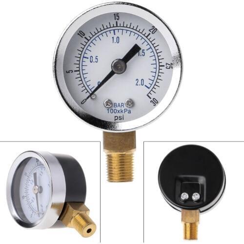 1/8" NPT Pressure Gauge Air Compressor Hydraulic Pressure 0-30 PSI Bottom Mount