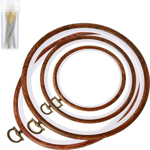 LMDZ 4PCS Embroidery Hoop Ring Cross Stitch Hoop Set Oval Embroidery Kits Cross Stitch Supplies with Large Eye Embroidery Needle
