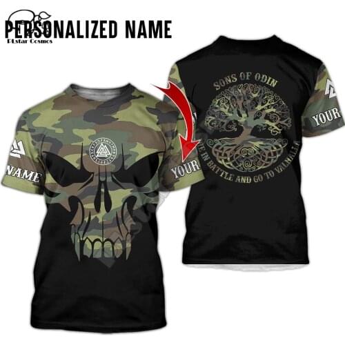 PLstar Cosmos Newest Vikings Tattoo Warrior Viking God Odin Symbol 3DPrint Funny Men/Women Summer Casual Short Sleeve T-Shirt B2