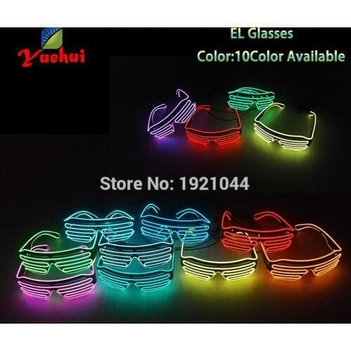 New transparent Blue EL Wire Neon LED Light Up Shutter Fashionable Glasses For Costume Party Decoration With Flashing Inverter