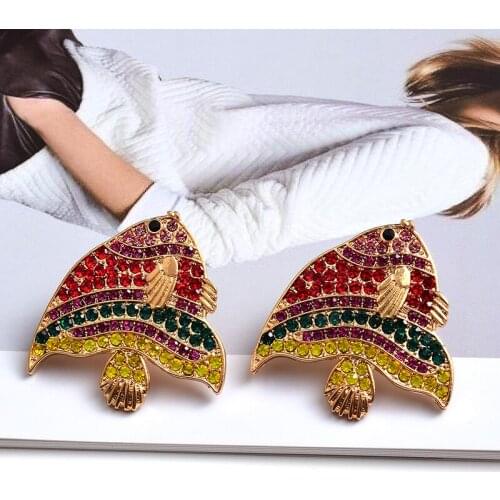New Style Colorful Crystal Metal Fish Drop Earrings High Quality Fashion Jewelry Accessories For Women Wholesale