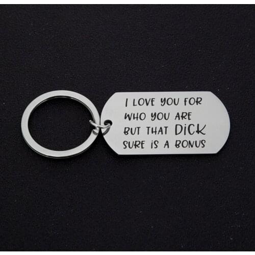 Couples Funny Key Chain Engraved Lover Boyfriend Girlfriend Gift Silver Color Key Ring Husband Wife Bag Accessories
