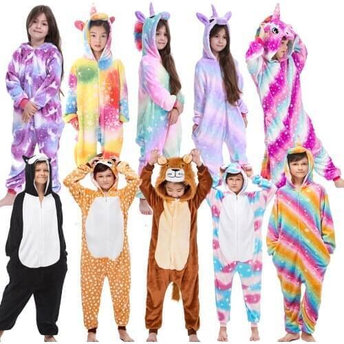 Panda Children Girls Unicorn Pajama Boys Oneises Pijamas Unicornio for 4 6 8 10 12Years Costume Kigurumi Pajamas
