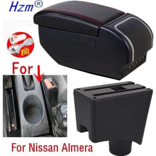 Armrest box For Nissan Almera Dual Layer Rotatable Central Store Content box with Cup holder ashtray USB Interface Car accessori