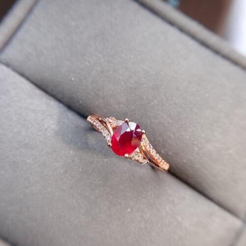 Shilovem Natural New Burning Pigeon Blood Ruby Gemstone Rings for Women Real 925 Sterling Silver new gift plant jcj05078336agh