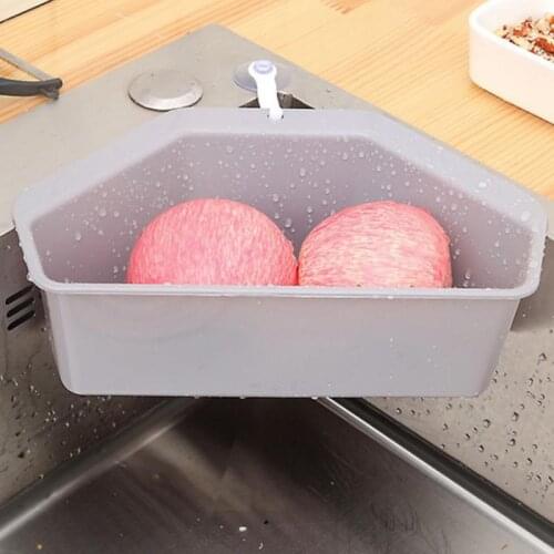 Drain Fruit Vegetable Drainer Basket Sink Filter Shelf Suction Cup Sponge Rack Storage Tools Kitchen Triangular Sink Strainer