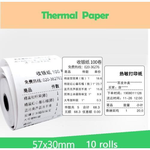 57x30mm 10 rolls Thermal paper Receipt printer paper POS printer 58mm paper for Mobile POS mobile printer paper