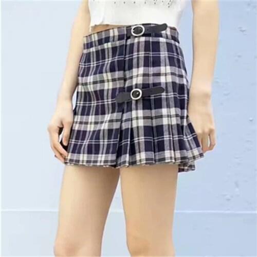 Han edition of restoring ancient ways of tall waist JK show thin pleated skirt style female college son buckle skirts