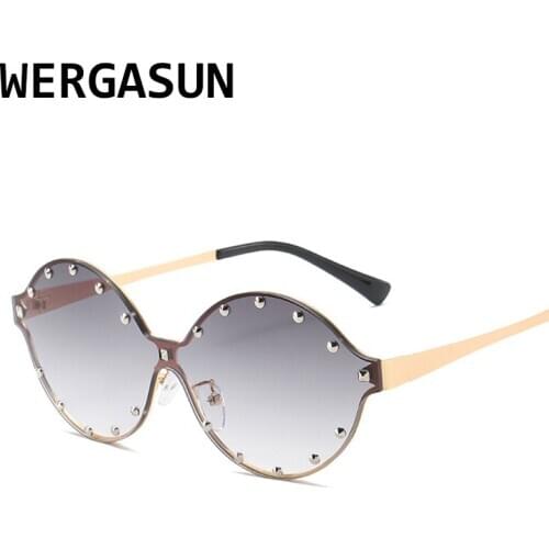 WERGASUN New Design Ladies Metal Rivet Pilot Sunglasses Women Luxury Personality Glasses Designer Eyewear Shades UV400