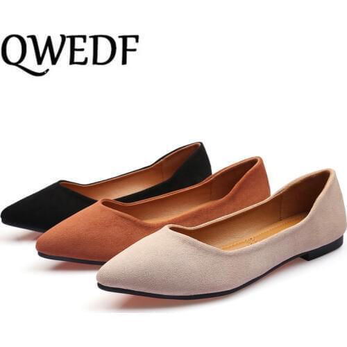 2019 Women Flats Slip on Flat Shoes Woman Boat Shoes Black Loafers Faux Suede Ladies Ballet Flats sapato feminino X5-09