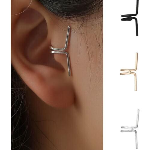Alloy Double C Cartilage Black Earring for Women Cool U-shaped Double Ring Without Pierced Ear Clip 2020 Trend Jewelry Wholesale