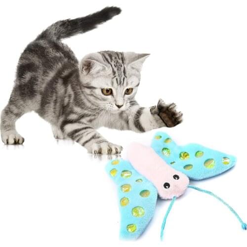 1PCS Pet Toy Interactive Funny Plush Cute Butterfly Cat Toy Pet Teaser Toy Catnip Toy Mini Funny Playing Toys for Pet Kitten