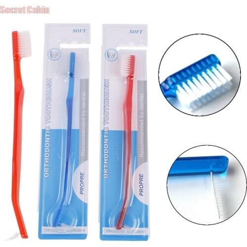 1Pcs Double head Orthodontic Toothbrush+Interdental Brush Oral Tooth Care