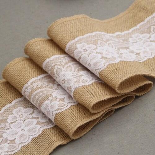 15*240cm Burlap Table Runner Party Engagement Vintage DIY Event Jute Rustic Wedding Decorative Handmade Christmas Chair Sash