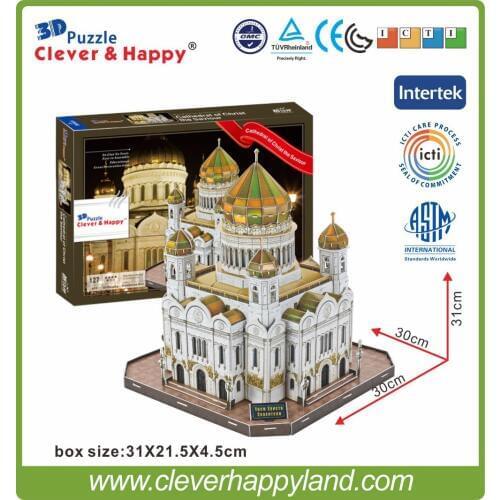 Clever&happy 3d puzzle model Cathedral of Christ the Saviour paper puzzle diy model puzzle toy games for children paper