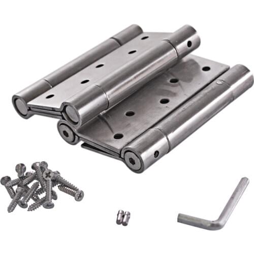 5 Inch Stainless Steel Automatic closing Double Action Silver Spring Door Hinges Adjustable Tension 1 pair