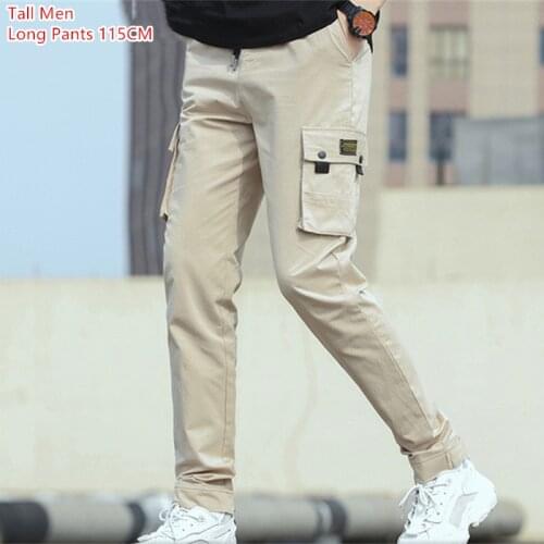 Summer Long Pants Tall Men 115CM Cargo Ropa Thin Black Harem Khaki Gray Streetwear Safari Plus 5XL Casual Many Pocket Trousers