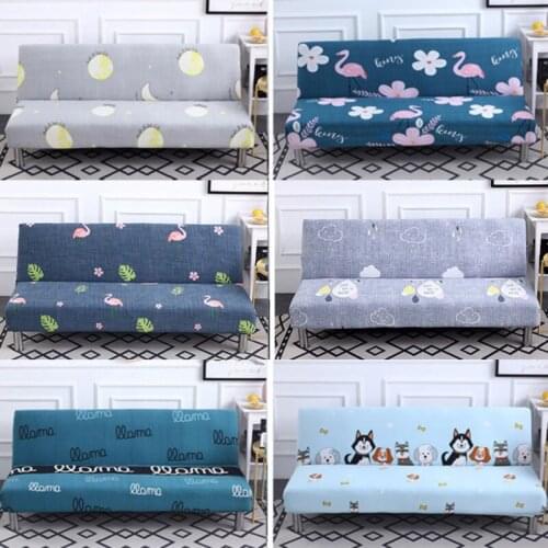 Flamingo Dog Folding Sofa Bed Cover Floral Without Armrest Stretch Removable Armless Slipcover Universal Sofa Bedspread For Home