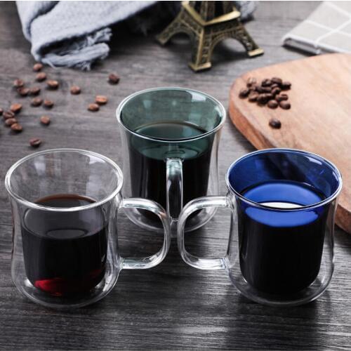 Color heat-resistant glass double layer cup heat-resistant high borosilicate glass water cup coffee cup