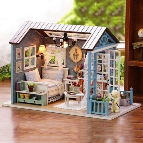 Doll House Wooden Furniture Diy House Miniature Box Puzzle Assemble 3D Miniaturas Dollhouse Kits Toys For Children Birthday Gift